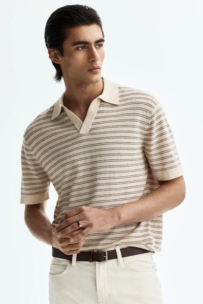 Playera polo Regular Fit en mezcla de lino