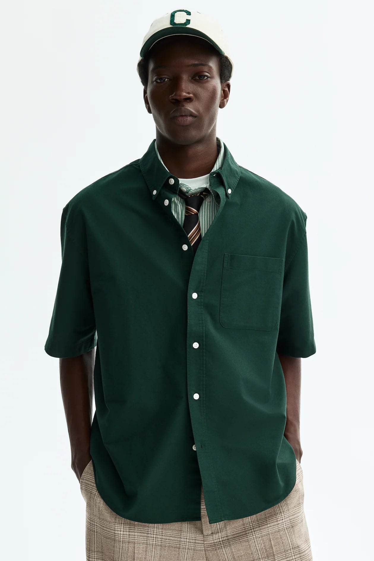 Camisa Oxford Relaxed Fit de manga corta