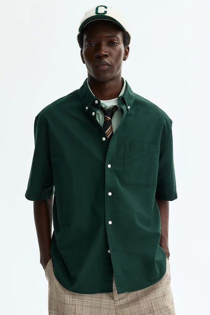 Camisa Oxford Relaxed Fit de manga corta