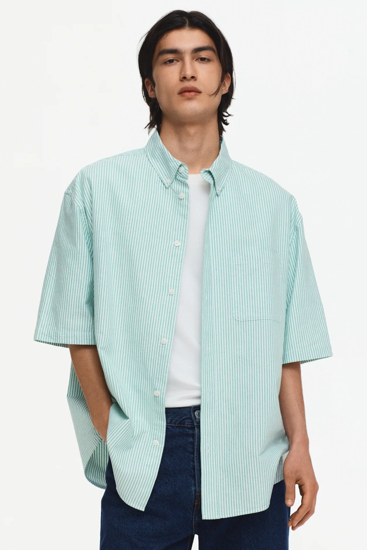 Camisa Oxford Relaxed Fit de manga corta