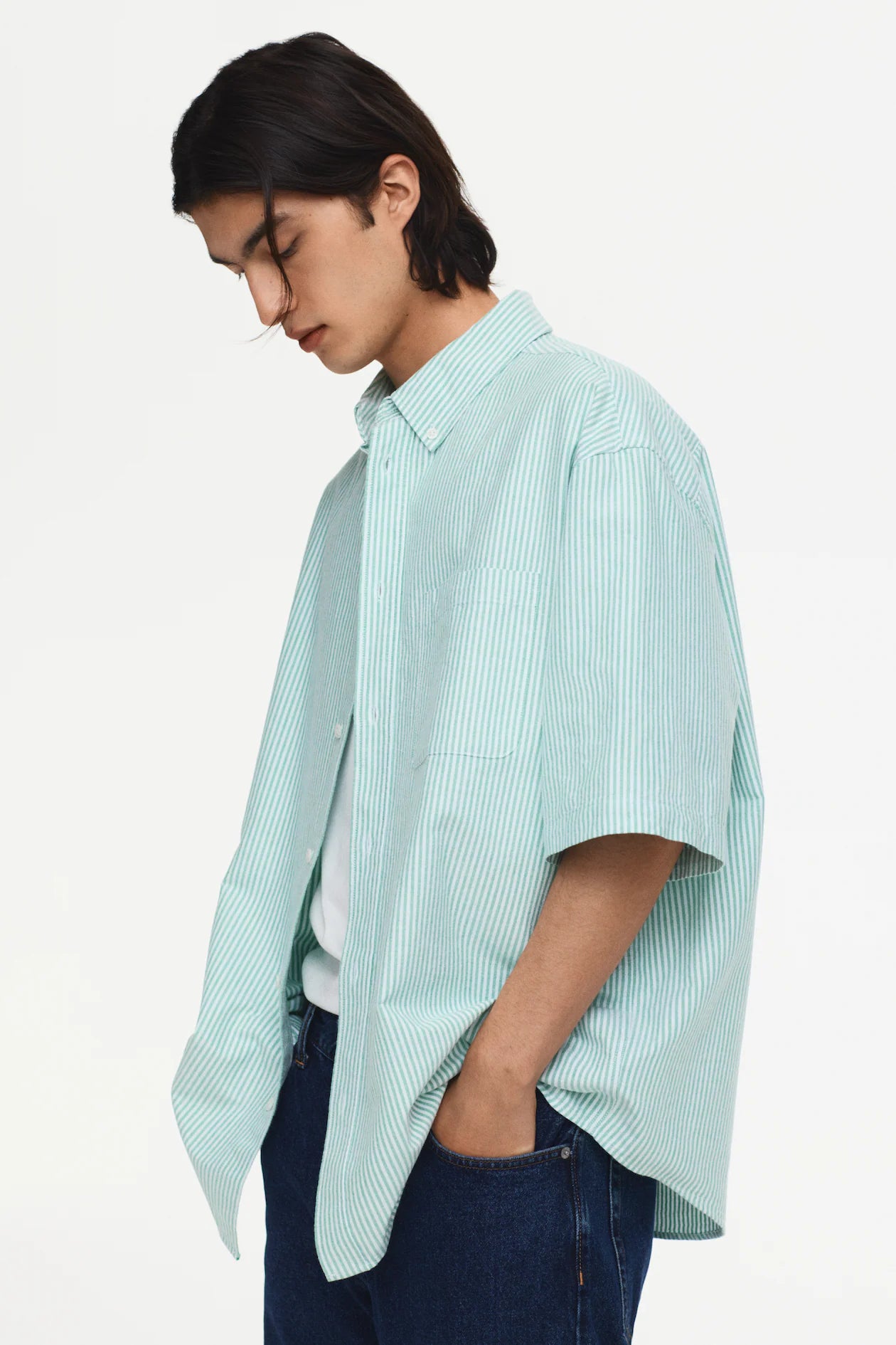 Camisa Oxford Relaxed Fit de manga corta