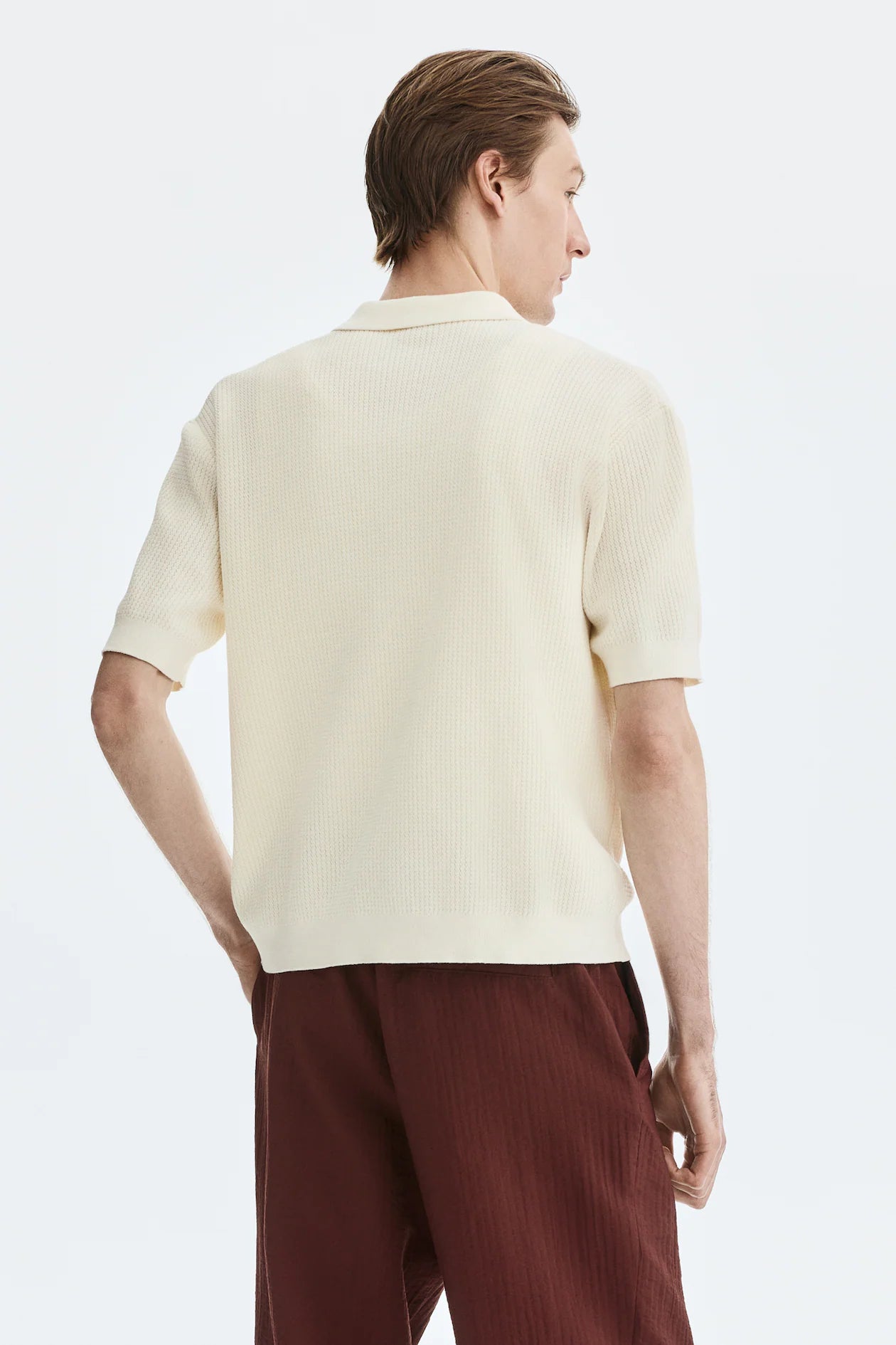Playera polo Regular Fit en tejido trenzado