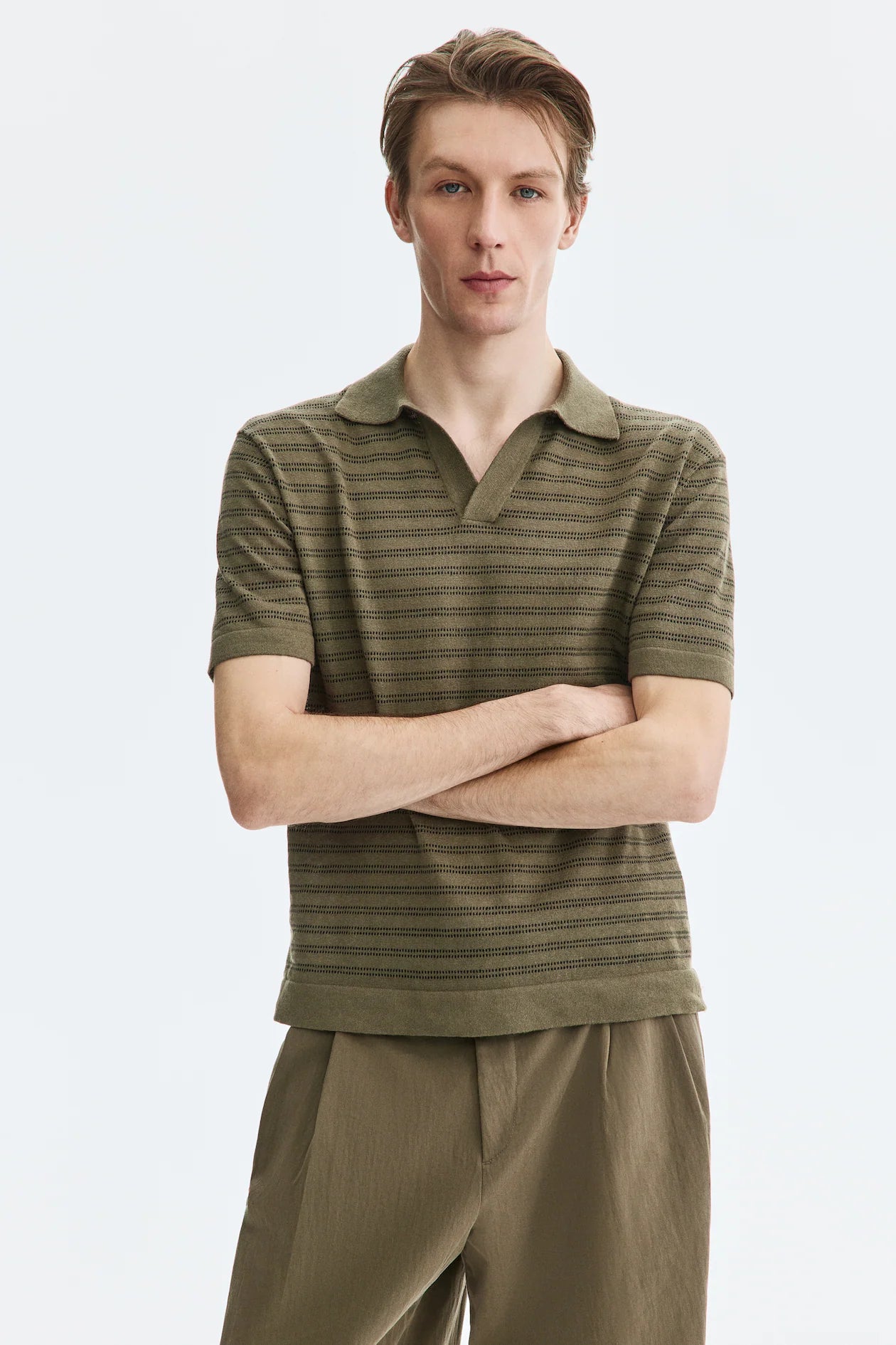 Playera polo Regular Fit en mezcla de lino