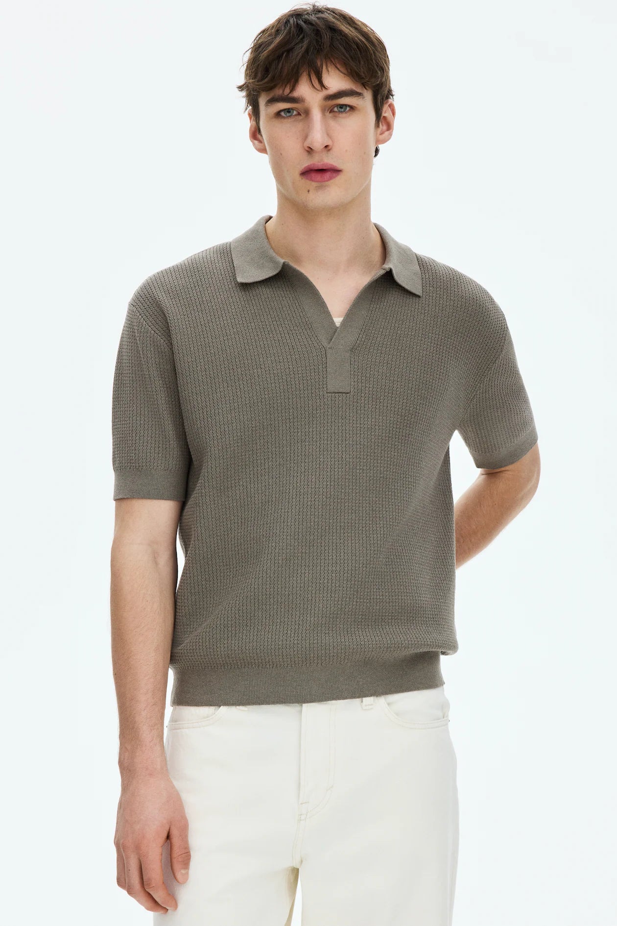 Playera polo Regular Fit en tejido trenzado
