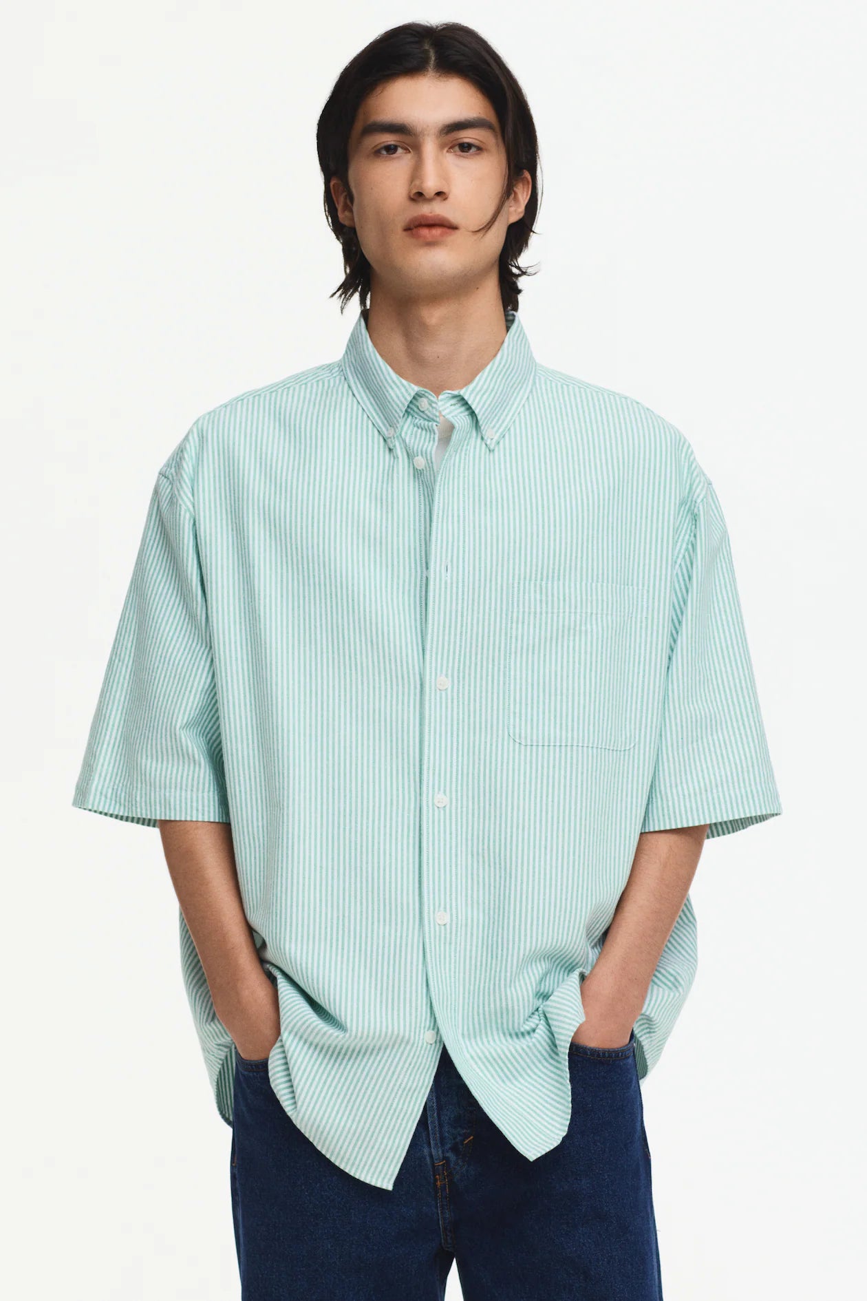 Camisa Oxford Relaxed Fit de manga corta