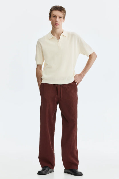 Playera polo Regular Fit en tejido trenzado