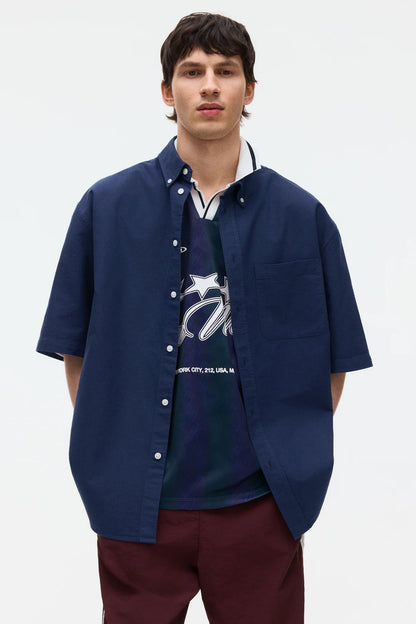 Camisa Oxford Relaxed Fit de manga corta