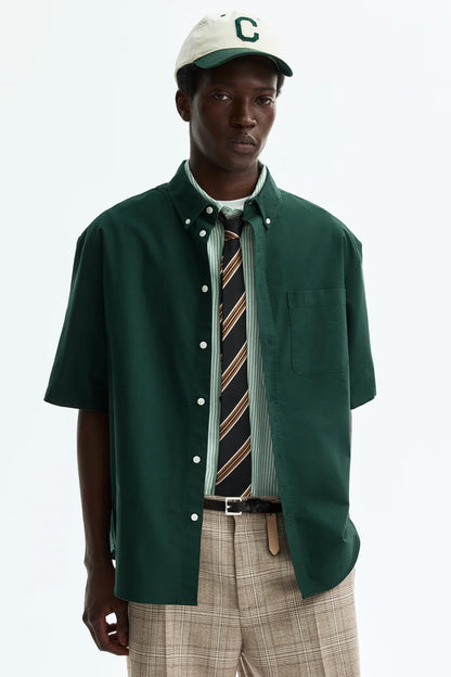 Camisa Oxford Relaxed Fit de manga corta